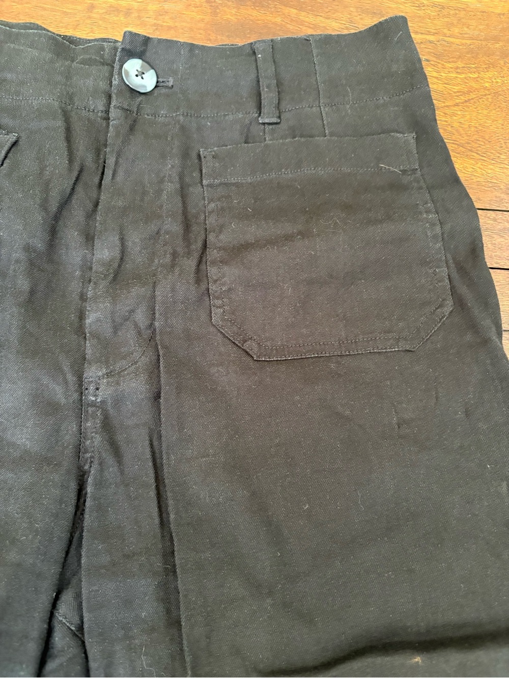 Anthropologie Maeve The Collette Pants Black 31 (32W)Cropped Linen Viscose Blend - Picture 8 of 13